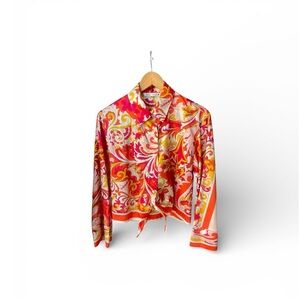 Zara Multicolor Patterned Silk-blend Shirt